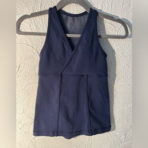 Lululemon Faux Wrap Navy Blue V Neck Racerback Tank Top Size 2/4